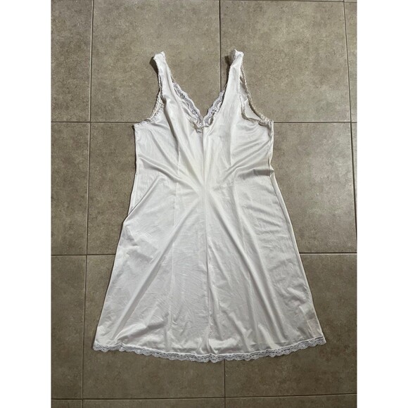 Vintage Cream Lace Nylon Midi Slip Dress Nightgown Jenelle Of California - Picture 7 of 9